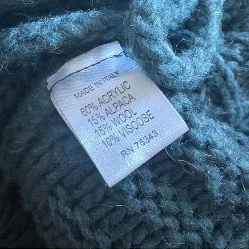Elsamanda Dusty Teal Tie Front Cardigan Size Medium